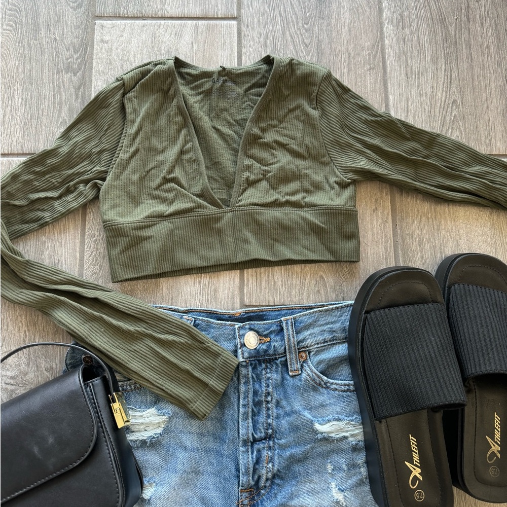 Olive Green Ribbed Long sleeve